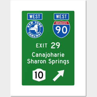 New York Thruway Westbound Exit 29: Canajoharie Sharon Springs Rte 30A Posters and Art